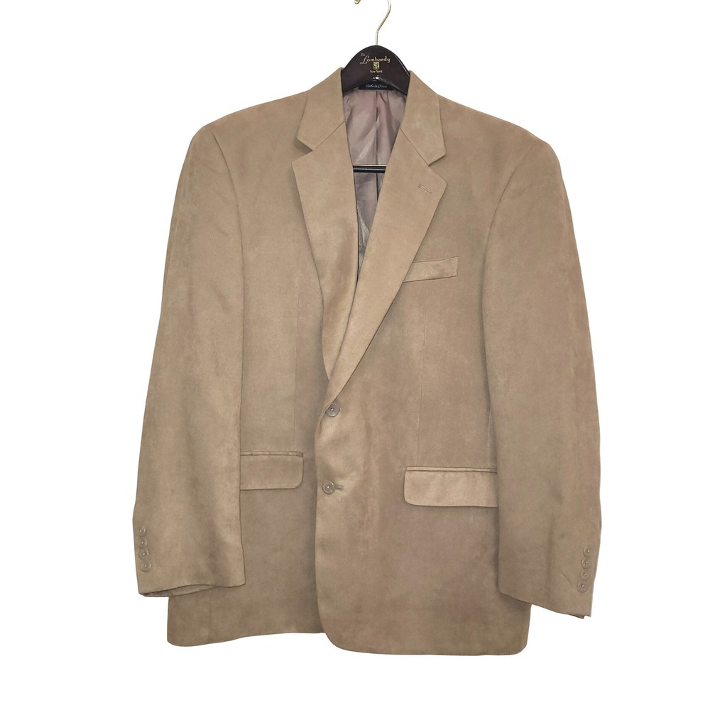 Lauren Ralph Lauren Tan Beige Faux Suede 2 Button Blazer Sport Coat 44R - Picture 2 of 12